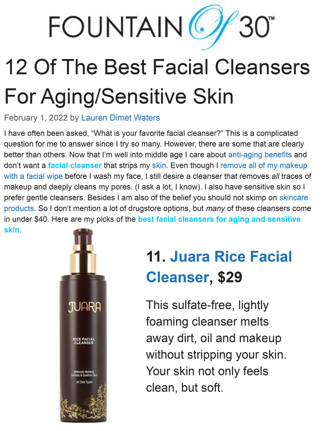 FOUNTAIN OF 30: 12 Of The Best Facial Cleansers For Aging/Sensitive Skin