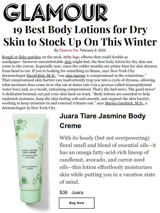 GLAMOUR: 19 Best Body Lotions for Dry Skin to Stock Up On This Winter