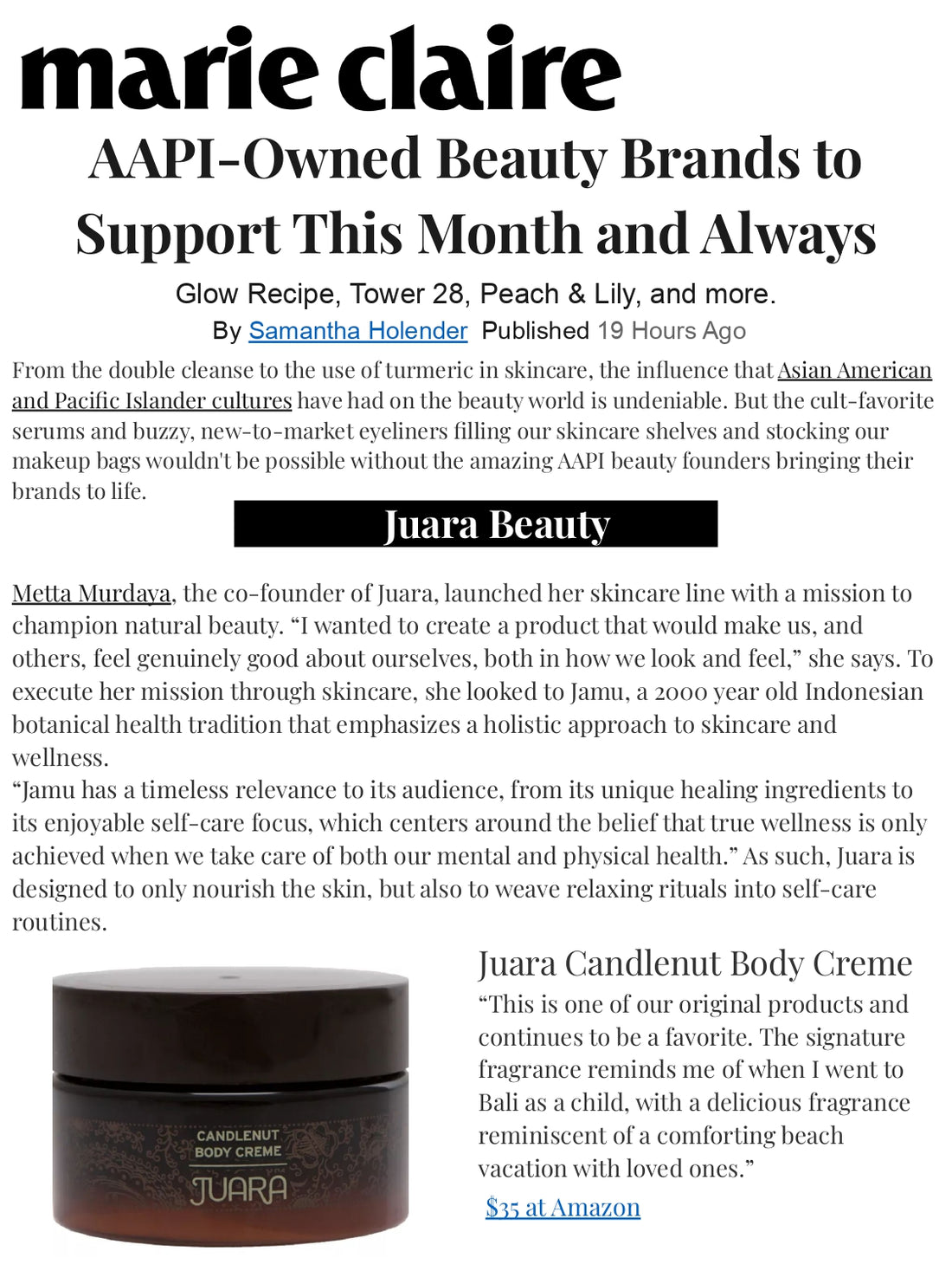 MARIE CLAIRE: AAPI-Owned Beauty Brands to Support This Month and Always
