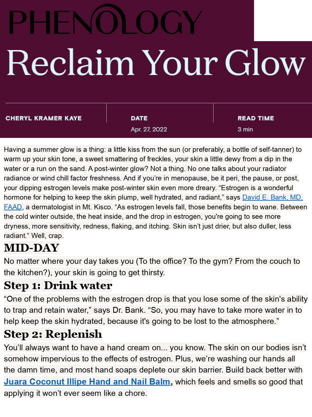 MY PHENOLOGY: Reclaim Your Glow